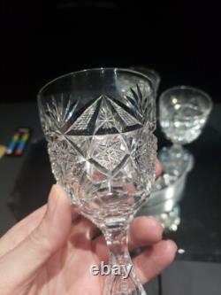 (3) Wine glasses, American Brilliant Period Cut Glass Crystal Colonna Libbey