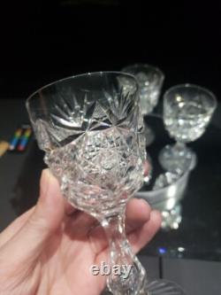 (3) Wine glasses, American Brilliant Period Cut Glass Crystal Colonna Libbey