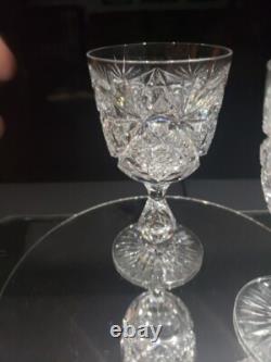 (3) Wine glasses, American Brilliant Period Cut Glass Crystal Colonna Libbey
