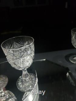 (3) Wine glasses, American Brilliant Period Cut Glass Crystal Colonna Libbey