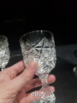 (3) Wine glasses, American Brilliant Period Cut Glass Crystal Colonna Libbey