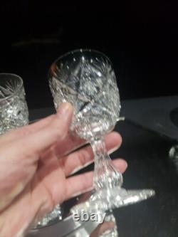 (3) Wine glasses, American Brilliant Period Cut Glass Crystal Colonna Libbey