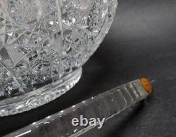 3 piece Antique CZECH QUEENS LACE large punch bowl CUT CRYSTAL