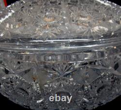 3 piece Antique CZECH QUEENS LACE large punch bowl CUT CRYSTAL