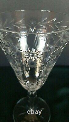 44 Antique KOSTA Sweden Cut and Etched Crystal Water, Wine, Champagne Glasses