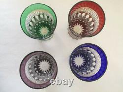 4 Ajka/Design Guild Multi-Colored Cut To Clear Crystal Highball Glasses
