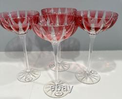 4 Ajka Lausanne Cranberry Pink Cased Cut To Clear Saucer Champagne Store Closing