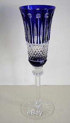 4 Ajka Xenia King Louis Cobalt Blue Cased Cut To Clear Crystal Champagne Flutes