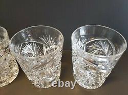 4 American Brilliant ABP CRYSTAL Tumblers Lowball 6oz Wheel Fan