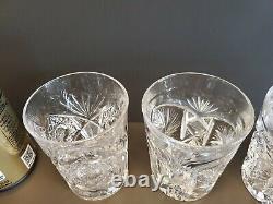 4 American Brilliant ABP CRYSTAL Tumblers Lowball 6oz Wheel Fan