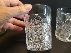 4 American Brilliant ABP CRYSTAL Tumblers Lowball 6oz Wheel Fan