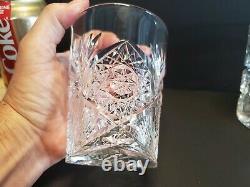 4 American Brilliant ABP CRYSTAL Tumblers Lowball 6oz Wheel Fan