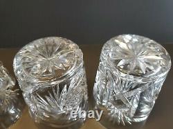 4 American Brilliant ABP CRYSTAL Tumblers Lowball 6oz Wheel Fan