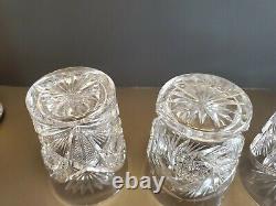 4 American Brilliant ABP CRYSTAL Tumblers Lowball 6oz Wheel Fan