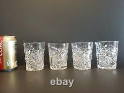 4 American Brilliant ABP CRYSTAL Tumblers Lowball 6oz Wheel Fan