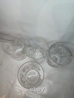 4 American Brilliant Antique 19th century Cut Crystal Whiskey Glass Tumbler