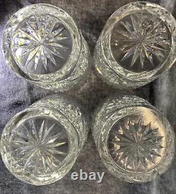 4 Antique American Brilliant ABP Cut Glass Whiskey Tumbler Fan & Stars Motif