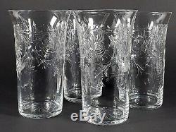 4 Antique American Brilliant ABP'ROCK CRYSTAL' Intalgio Cut Mums Glass Tumblers