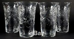 4 Antique American Brilliant ABP'ROCK CRYSTAL' Intalgio Cut Mums Glass Tumblers