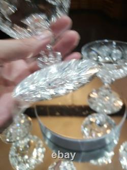 4 Apple Core stem Champagne Glasses American Brilliant Period Cut Glass crystal