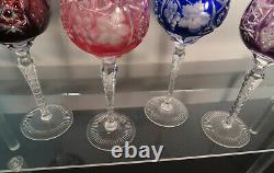 4-BOHEMIAN CUT TO CLEAR CRYSTAL WINE GLASSES, 8.1/4 t