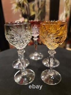 4 CRYSTAL cut to clear Cordial Glass Of Val St Lambert