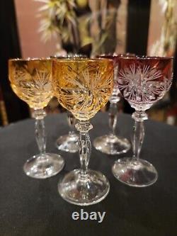 4 CRYSTAL cut to clear Cordial Glass Of Val St Lambert