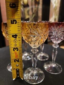 4 CRYSTAL cut to clear Cordial Glass Of Val St Lambert