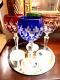 4 Colored Cut Crystal Wine Goblets-hand Blown-hand Carved-24%- Godinger