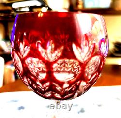 4 Colored Cut Crystal Wine Goblets-hand Blown-hand Carved-24%- Godinger
