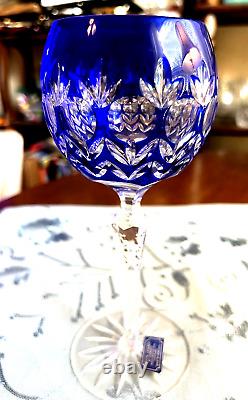 4 Colored Cut Crystal Wine Goblets-hand Blown-hand Carved-24%- Godinger