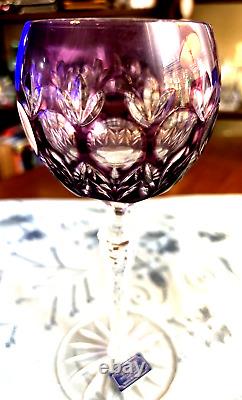 4 Colored Cut Crystal Wine Goblets-hand Blown-hand Carved-24%- Godinger