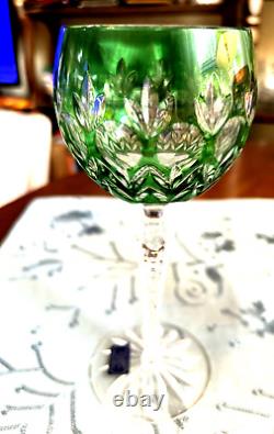 4 Colored Cut Crystal Wine Goblets-hand Blown-hand Carved-24%- Godinger