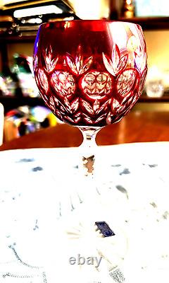 4 Colored Cut Crystal Wine Goblets-hand Blown-hand Carved-24%- Godinger