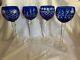 4 Different Designs Crystal Bohemian Czech Cobalt Blue Cut to Clear Wine Glasses