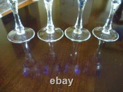 4 Faberge Xenia Cobalt Blue Cut to Clear Crystal Cordial/Port New 6 Signed