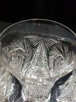 4 Flared Tumblers American Brilliant Period Cut Glass Crystal Buzzstar Pinwheel