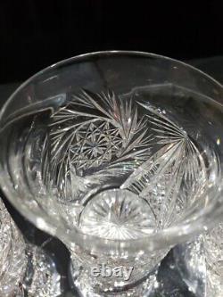 4 Flared Tumblers American Brilliant Period Cut Glass Crystal Buzzstar Pinwheel