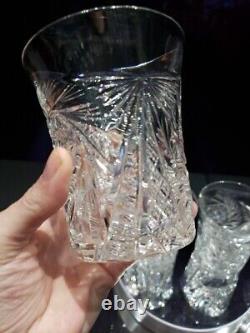 4 Flared Tumblers American Brilliant Period Cut Glass Crystal Buzzstar Pinwheel