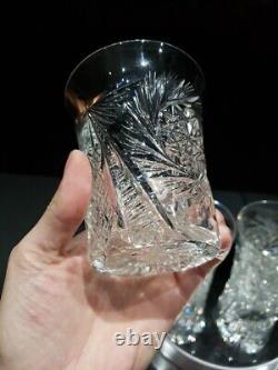 4 Flared Tumblers American Brilliant Period Cut Glass Crystal Buzzstar Pinwheel