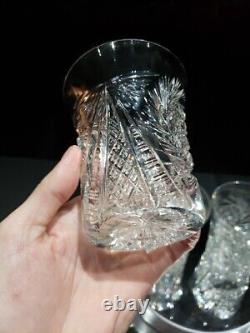 4 Flared Tumblers American Brilliant Period Cut Glass Crystal Buzzstar Pinwheel