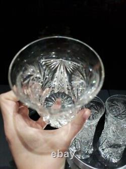 4 Flared Tumblers American Brilliant Period Cut Glass Crystal Buzzstar Pinwheel