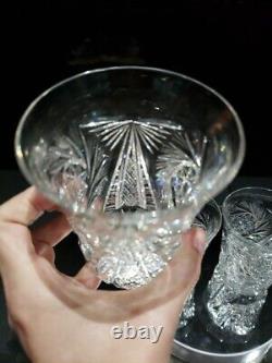 4 Flared Tumblers American Brilliant Period Cut Glass Crystal Buzzstar Pinwheel