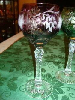 4 (Four) Nachtmann Traube Crystal Cut To Clear Tall Wine Hock Goblet Stemware