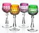 4 German Multi Color Cut To Clear Crystal Cordials Liqueur Goblets 5