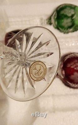 4 Hungarian bohemian Cased Cut To Clear Crystal long stem wine glass never used