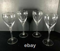 4 Lenox Encore Platinum WINE glass 7 7/8 inches Cut Crystal goblets