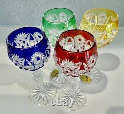 4 Madelyn Multi Color Cased Cut To Clear 5 Wine Cordial Liquers Store Closing