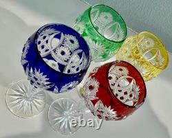 4 Madelyn Multi Color Cased Cut To Clear 5 Wine Cordial Liquers Store Closing