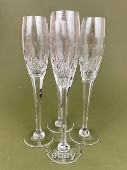 4 Mikasa Petit Points Plant Leaf Cut Crystal Fluted Champagne Glasses 10 3/4'
